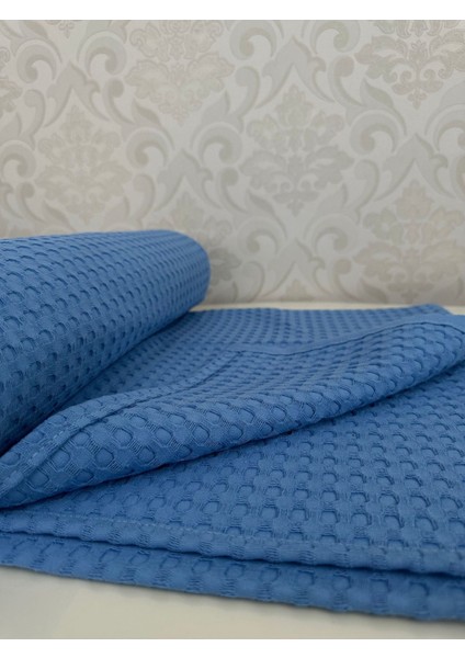 Premium %100 Pamuk Tek Kişilik Yazlık Pike, Yatak Örtüsü, Terletmez Kumaş(Mavi RENK)(160X240CM)