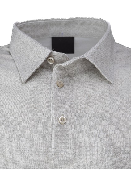 Erkek Gömlek Yaka Tshirt Cepli Kısa Kollu Carlo Desenli Rahat Kesim Pamuklu Kumaş Yazlık