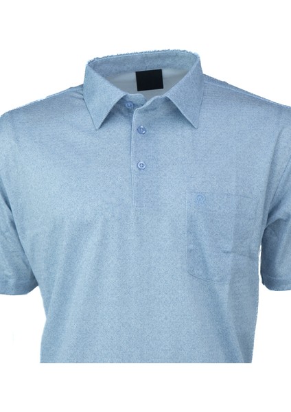 Erkek Gömlek Yaka Tshirt Cepli Kısa Kollu Carlo Desenli Rahat Kesim Pamuklu Kumaş Yazlık