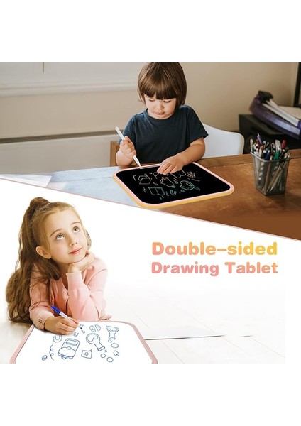 LCD Yazma Pedi 14 Inç Çocuklar Çift Grafiti Tahtası, Renkli Çizim Pad Öğrenme Eğitici Oyuncak, 3 4 5 6 7 8 Yaşında Kız Erkek Ayrılabilir Standlı Hediye Oyuncak, Siyah1 (Yurt Dışından)
