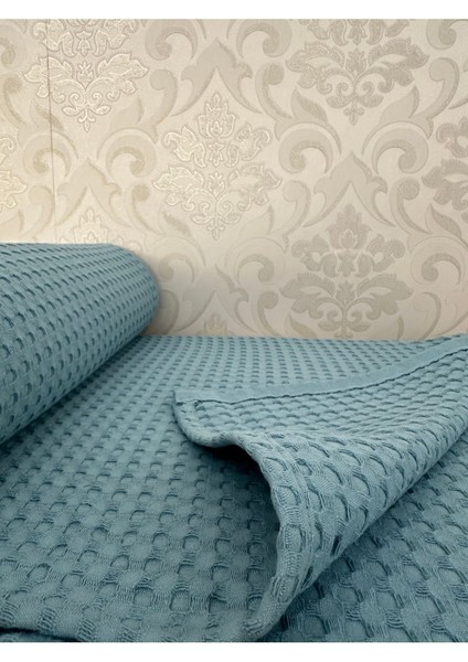 Premium %100 Pamuk Tek Kişilik Yazlık Pike, Yatak Örtüsü, Terletmez Kumaş(Petrol Mavisi) (160X240CM)