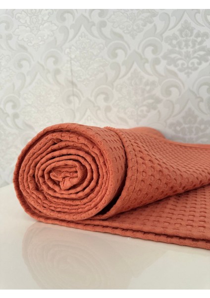 Premium %100 Pamuk Çift Kişilik Yazlık Pike, Yatak Örtüsü,terletmez Kumaş(Turuncu RENK)(240X200CM)