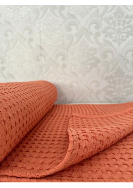 Premium %100 Pamuk Çift Kişilik Yazlık Pike, Yatak Örtüsü,terletmez Kumaş(Turuncu RENK)(240X200CM)