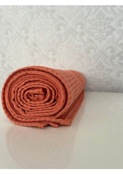 Premium %100 Pamuk Çift Kişilik Yazlık Pike, Yatak Örtüsü,terletmez Kumaş(Turuncu RENK)(240X200CM)
