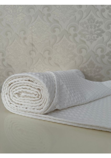 Premium %100 Pamuk Çift Kişilik Yazlık Pike, Yatak Örtüsü,terletmez Kumaş(Beyaz RENK)(240X200CM)