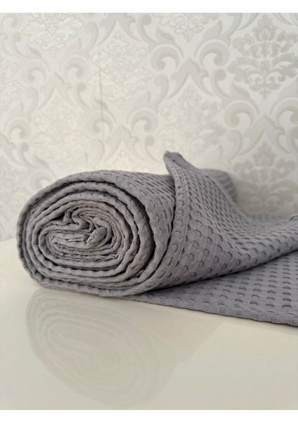 Premium %100 Pamuk Çift Kişilik Yazlık Pike, Yatak Örtüsü, Terletmez Kumaş(Gri Renk) (240X200CM)