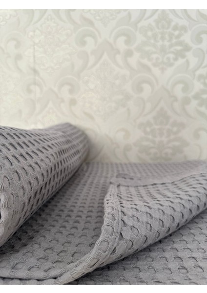 Premium %100 Pamuk Çift Kişilik Yazlık Pike, Yatak Örtüsü, Terletmez Kumaş(Gri Renk) (240X200CM)