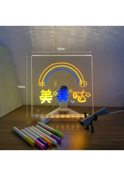 Renkli LED Not Panosu LED Gece Lambası Not Panosu USB Çocuk Çizim Tahtasında Silinebilir Neon Burcu Şeffaf Cam Yazı Tahtası1 (Yurt Dışından)