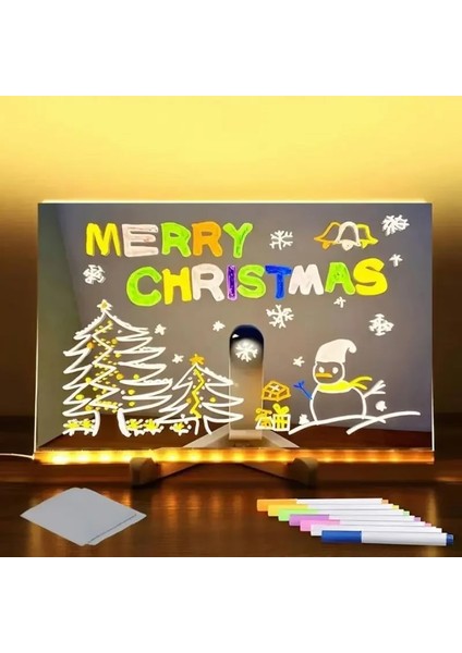 Renkli LED Not Panosu LED Gece Lambası Not Panosu USB Çocuk Çizim Tahtasında Silinebilir Neon Burcu Şeffaf Cam Yazı Tahtası1 (Yurt Dışından)