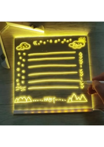 Renkli LED Not Panosu LED Gece Lambası Not Panosu USB Çocuk Çizim Tahtasında Silinebilir Neon Burcu Şeffaf Cam Yazı Tahtası1 (Yurt Dışından)