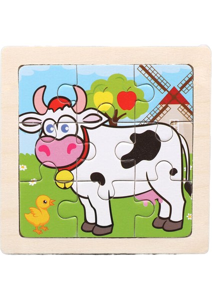 Ahşap Küçük 9 Parçalı Yapboz Oyuncakları Bebek Yapboz Karikatür Hayvan Trafiği Bilişsel Yapboz Yapboz Oyuncakları (Yurt Dışından)