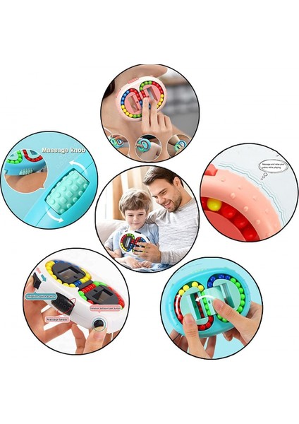 Dönen Sihirli Fasulye Küp Spinner Fidget Top Çift Çevirme El Bulmaca Dekompresyon Eğitici Oyuncak (Pembe)1 (Yurt Dışından)