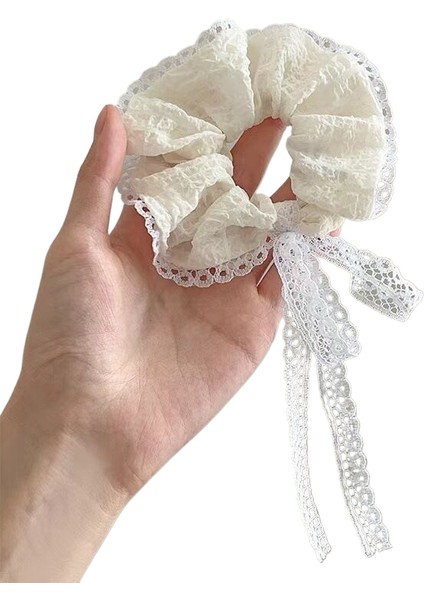 Romantik Pudra Mavi ~ Tatlı Nakış Çiçek Saç Kravat Organze Kalın Daire Saç Ip Ins Örgü Kafa Ip Kız Gibi Saç Süs (Yurt Dışından)