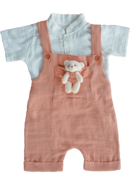 x Ipek Atlas Kız Erkek Bebek Müslin Salopetli Takım