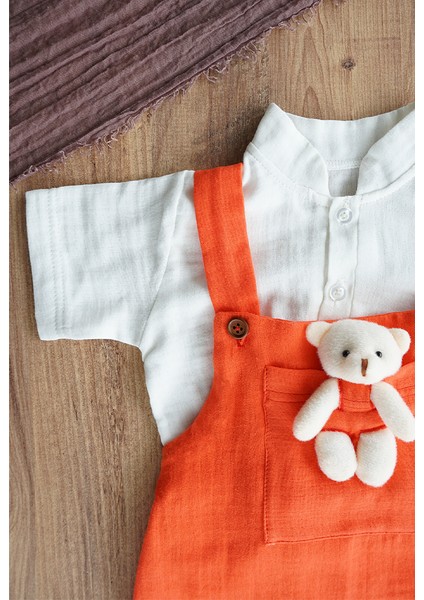 x Ipek Atlas Kız Erkek Bebek Müslin Salopetli Takım modelleri