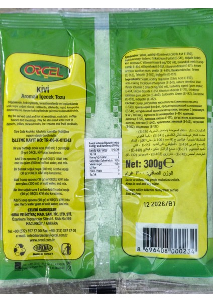 Muzlusüt 200GR. + Orçel Kivi 300GR. + Orçel Portakal 300GR. Aromalı Içecek Tozu Oralet Çay