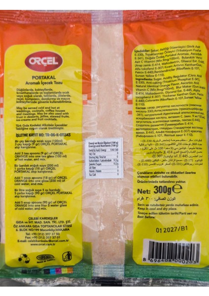 Muzlusüt 200GR. + Orçel Kivi 300GR. + Orçel Portakal 300GR. Aromalı Içecek Tozu Oralet Çay