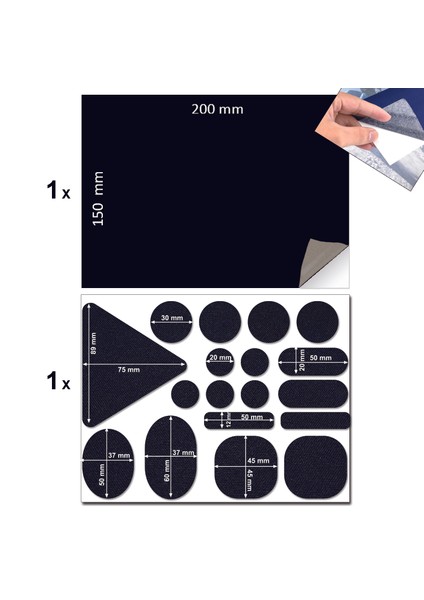 Yapışkanlı Polyester Kumaş Mont Çadır Şemsiye Tamir Yaması 19 Adet Siyah fiyatları