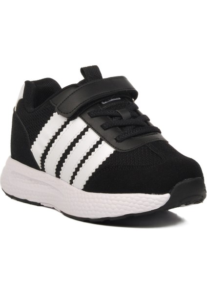 Siyah Beyaz Cırtlı Erkek Çocuk Spor Ayakkabı 1876 F modelleri