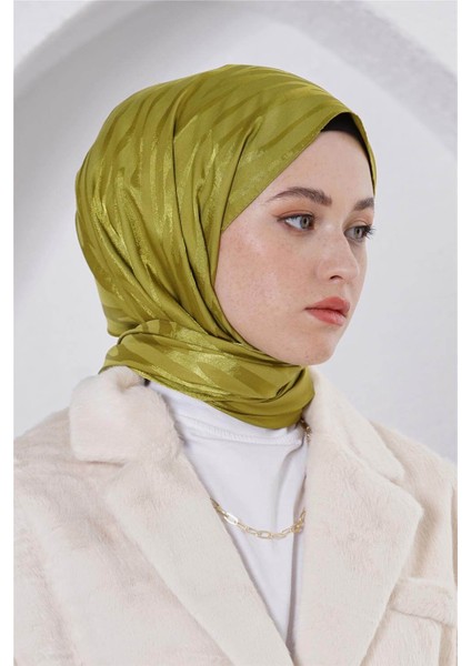 Floş Jakar Zebra Fıstık Yeşili Şal