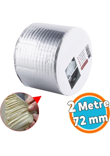 Izolasyon Ses Su Yalıtım Tamir Çamur Bant Çatı Sakız Bandı Gri 72 mm x 2 Metre 1 Adet