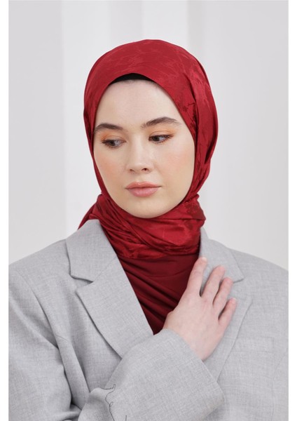 Floş Jakar Mermer Bordo Şal