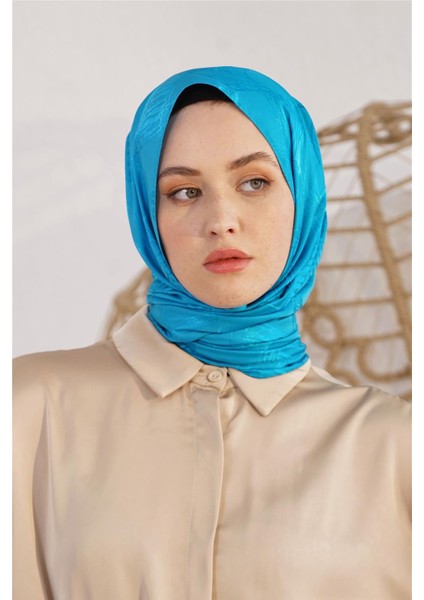 Floş Jakar Retro Petrol Mavi Şal