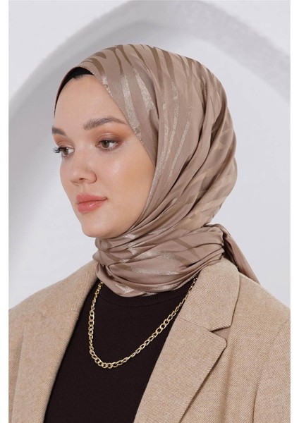 Floş Jakar Zebra Sütlü Kahve Şal
