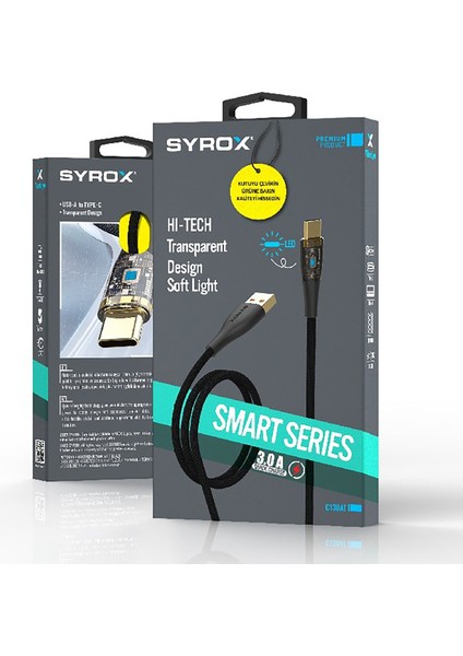 C138AT 3.0A 1.22MT Örgülü Usb-A - Type-C Şarj & Data Kablosu - Siyah fiyatları