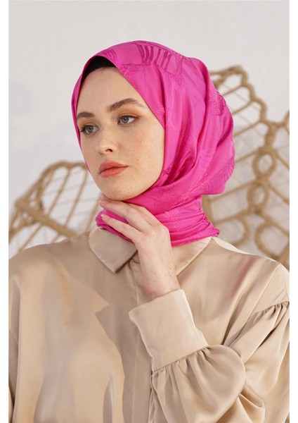 Floş Jakar Retro Fuşya Şal