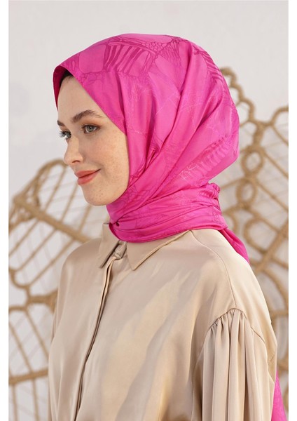 Floş Jakar Retro Fuşya Şal