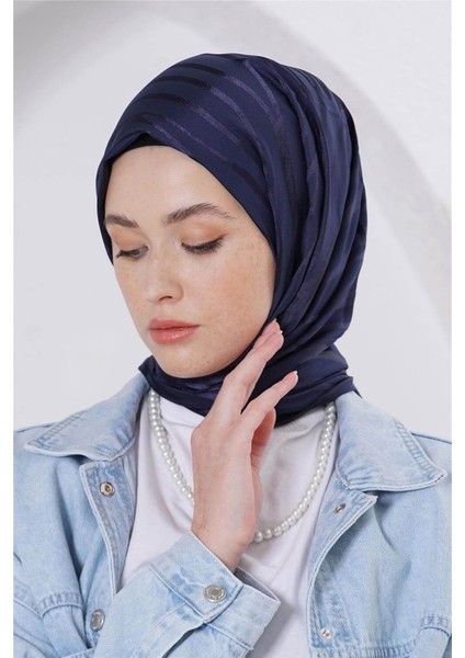 Floş Jakar Zebra Koyu Lacivert Şal