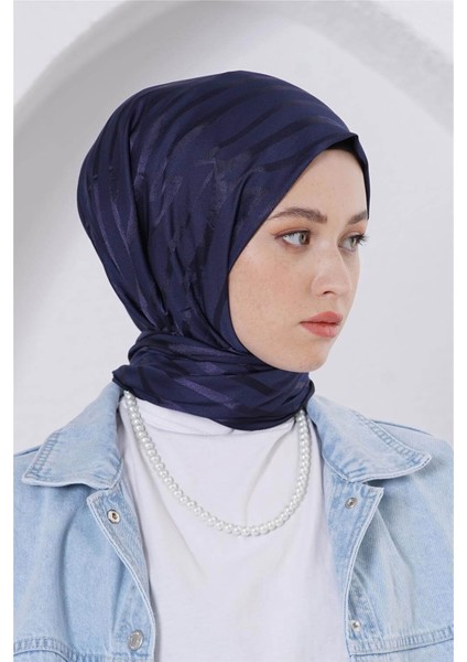 Floş Jakar Zebra Koyu Lacivert Şal