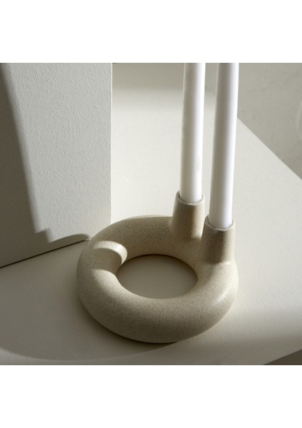 Vonda Ikili Şamdan Beyaz 10X10X5 cm