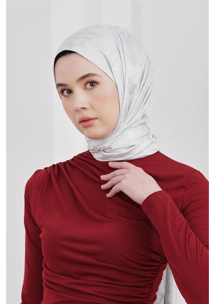 Floş Jakar Mermer Gümüş Şal