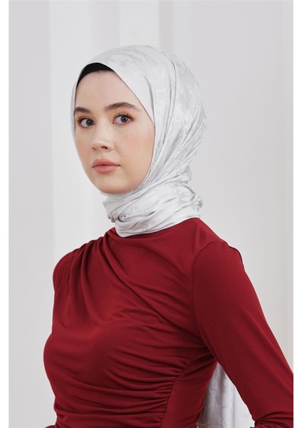 Floş Jakar Mermer Gümüş Şal modelleri