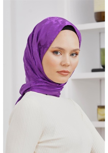 Floş Jakar Mermer Mürdüm Şal
