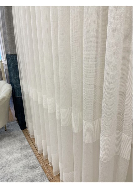 Modernn Yeni Sezon 2 Sıra Bantlı Zırh Görünümlü 1/2,5 Orta Pile Tül Perde modelleri