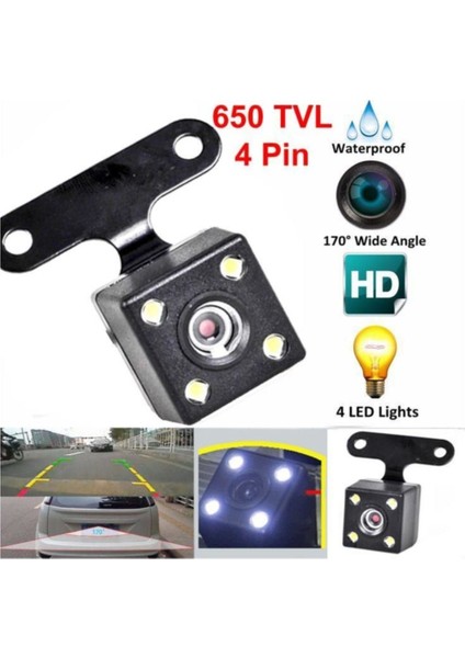 Kare 4 LED Işıklı 5 Pin 170 Derece 650TVL Av Gece Görüşlü Kamera