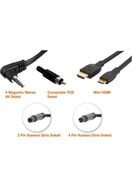 Kare 4 LED Işıklı 5 Pin 170 Derece 650TVL Av Gece Görüşlü Kamera