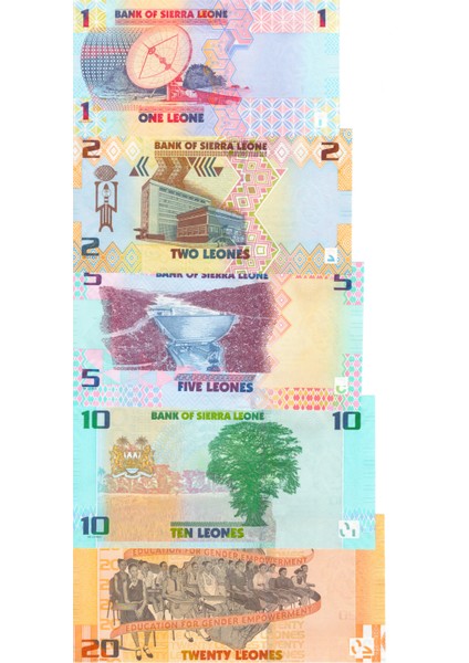 2022 Yılı Sierra Leone 1-2-5-10-20 Set Çil Yabancı Kağıt Para