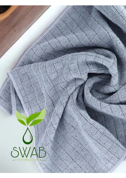 (3 Adet Gri) Mikrofiber Kareli Mutfak Ankastre ve Mobilya Temizlik Bezi 40*40