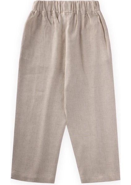 Paça ve Belden Kapalı A Pile Keten Pantolon 2-7 Yaş Naturel