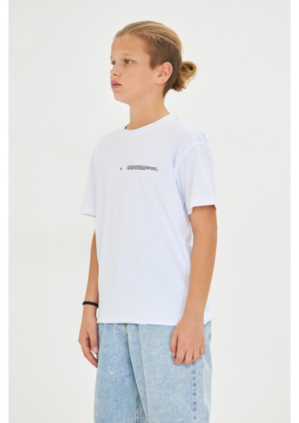 Los Angeles Baskılı %100 Pamuk Oversize Beyaz Unisex Çocuk Tişört fiyatları