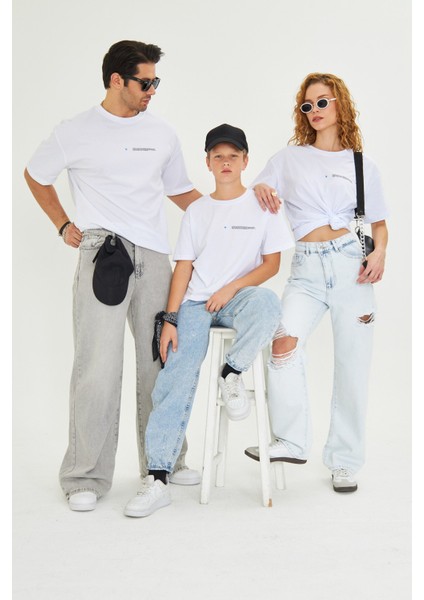 Los Angeles Baskılı %100 Pamuk Oversize Beyaz Unisex Çocuk Tişört modelleri