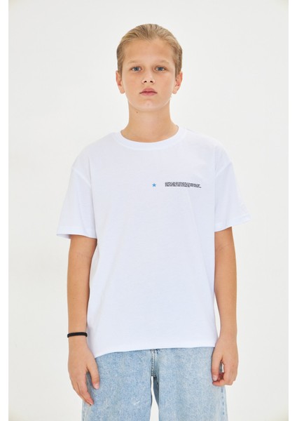 Los Angeles Baskılı %100 Pamuk Oversize Beyaz Unisex Çocuk Tişört fırsatları