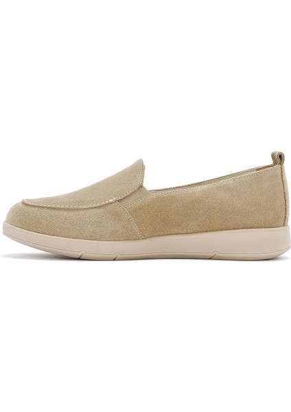 Kadın Bej Süet Deri Comfort Loafer 25SFD410010