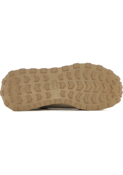 Kadın Bej Bağcıklı Yandan Fermuarlı Deri Sneaker 25SFD372118