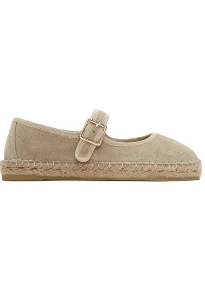 Kadın Bej Bantlı Süet Espadril 25SFD206810