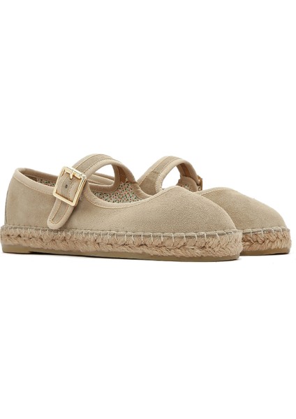 Kadın Bej Bantlı Süet Espadril 25SFD206810